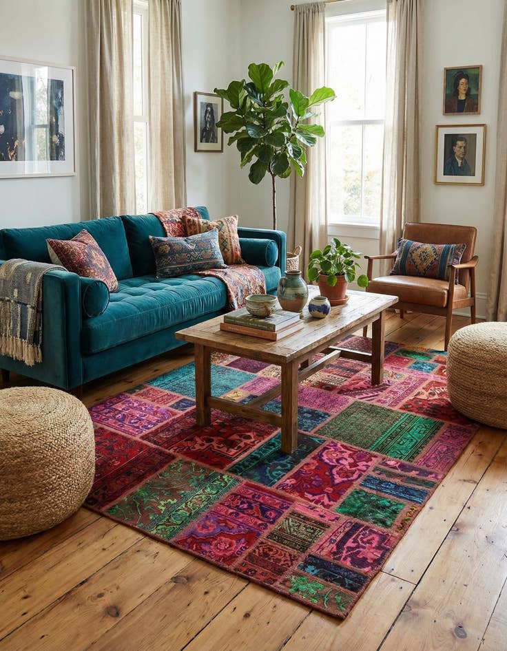 Detail image of  5' 8 x 7' 6  Hand Knotted Ultra Vintage Persian Wool Rug