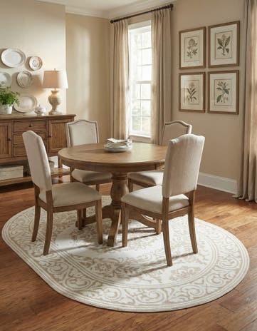 Snow White Hermitage Oval Rug