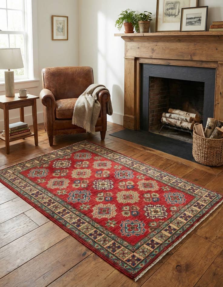 Detail image of 3' 1 x 4' 9  Hand Knotted Kazak Rug