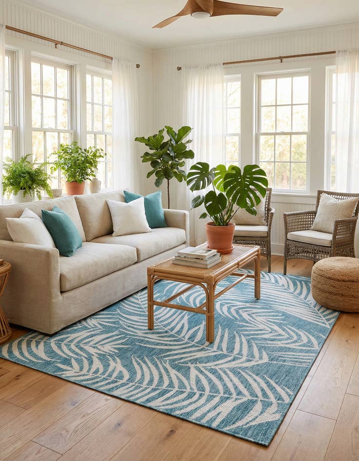 Detail image of 4' x 6'  Washable Botanical Indoor / Outdoor Rug