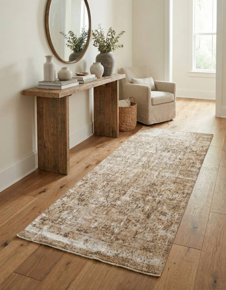 Detail image of 3' 10 x 9'  Hand Knotted Ultra Vintage Persian Wool Runner Rug