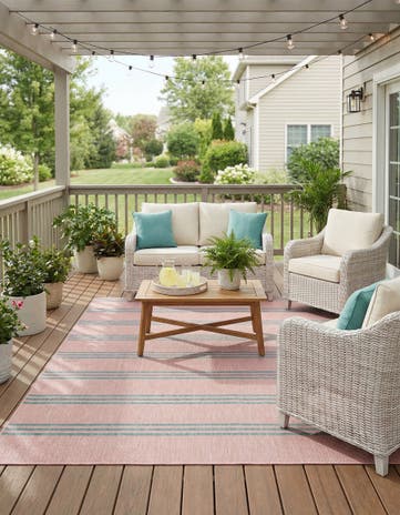 Pink and Aqua Easy-Clean Jill Zarin Anguilla Indoor / Outdoor Rug