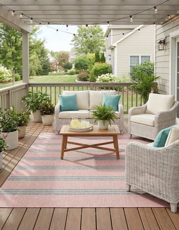 Pink and Aqua Easy-Clean Jill Zarin Anguilla Indoor / Outdoor Rug