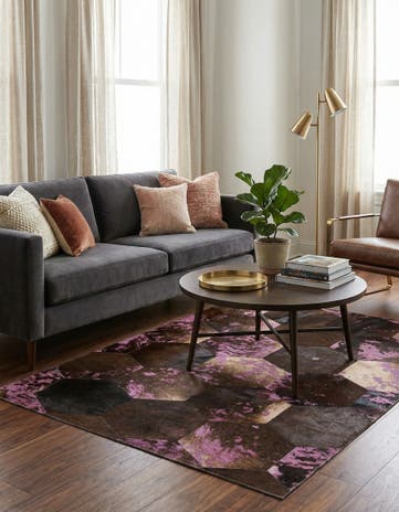 3' 8 x 5' 3 Cowhide Leather Rug
