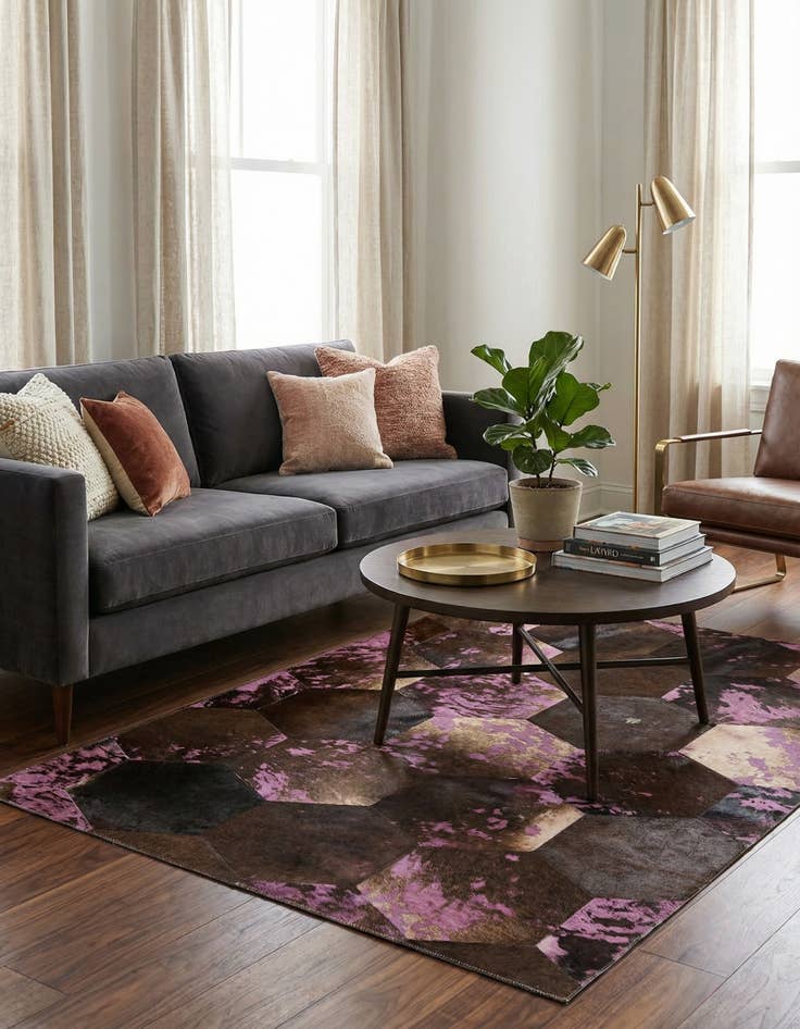 Detail image of 3' 8 x 5' 3 Cowhide Leather Rug