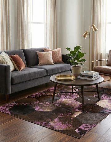 3' 8 x 5' 3 Cowhide Leather Rug