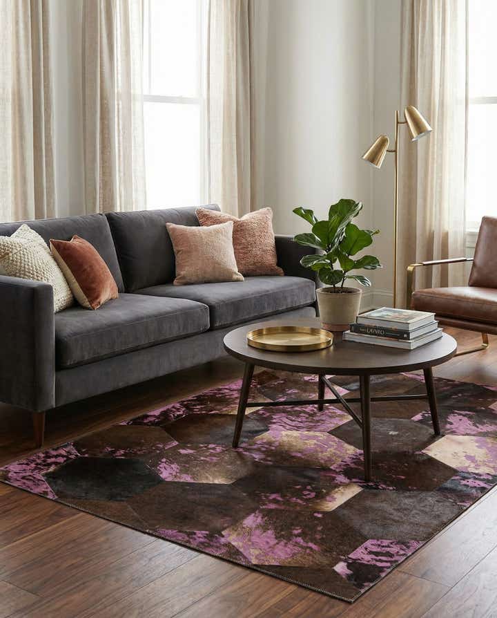 3' 8 x 5' 3 Cowhide Leather Rug