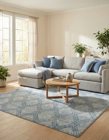 Blue Kamala Washable Square Rug