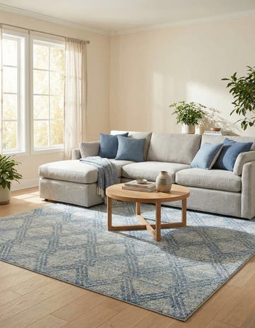 Blue Kamala Washable Square Rug