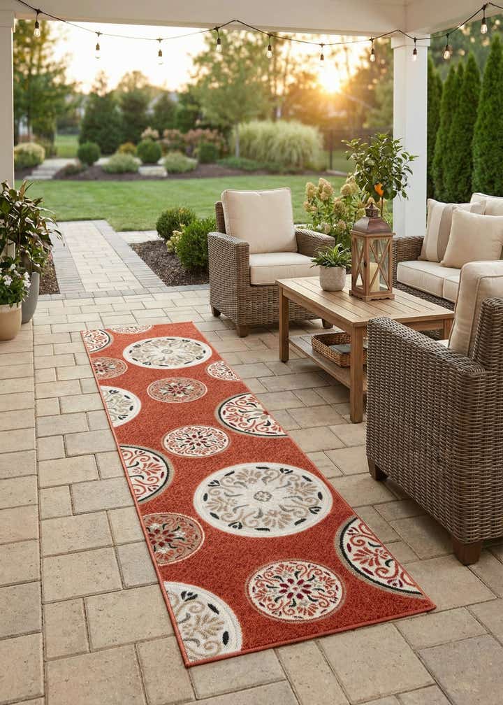 2' 7 x 10' Easy-Clean Modern Indoor / Outdoor Runner Rug