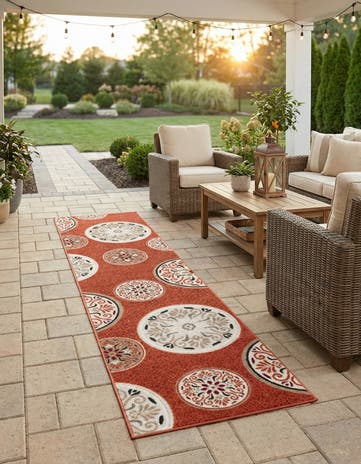 Terracotta Easy-Clean Modern Indoor / Outdoor Runner Rug
