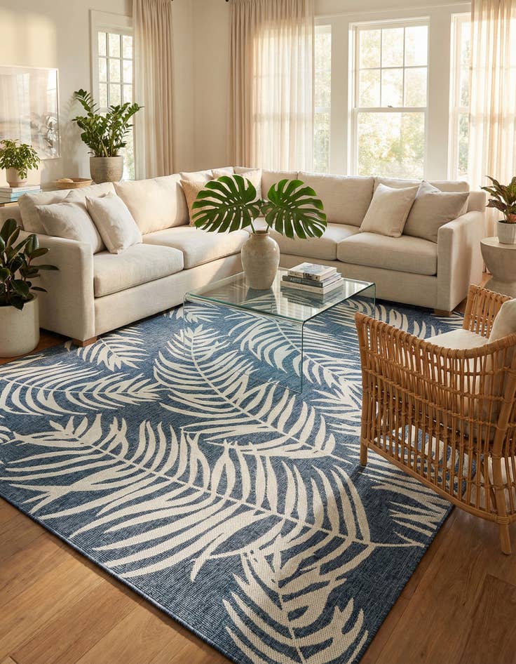 Detail image of  10' x 13'  Washable Botanical Indoor / Outdoor Rug