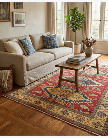4' x 6' 2 Hand Knotted Kazak Rug