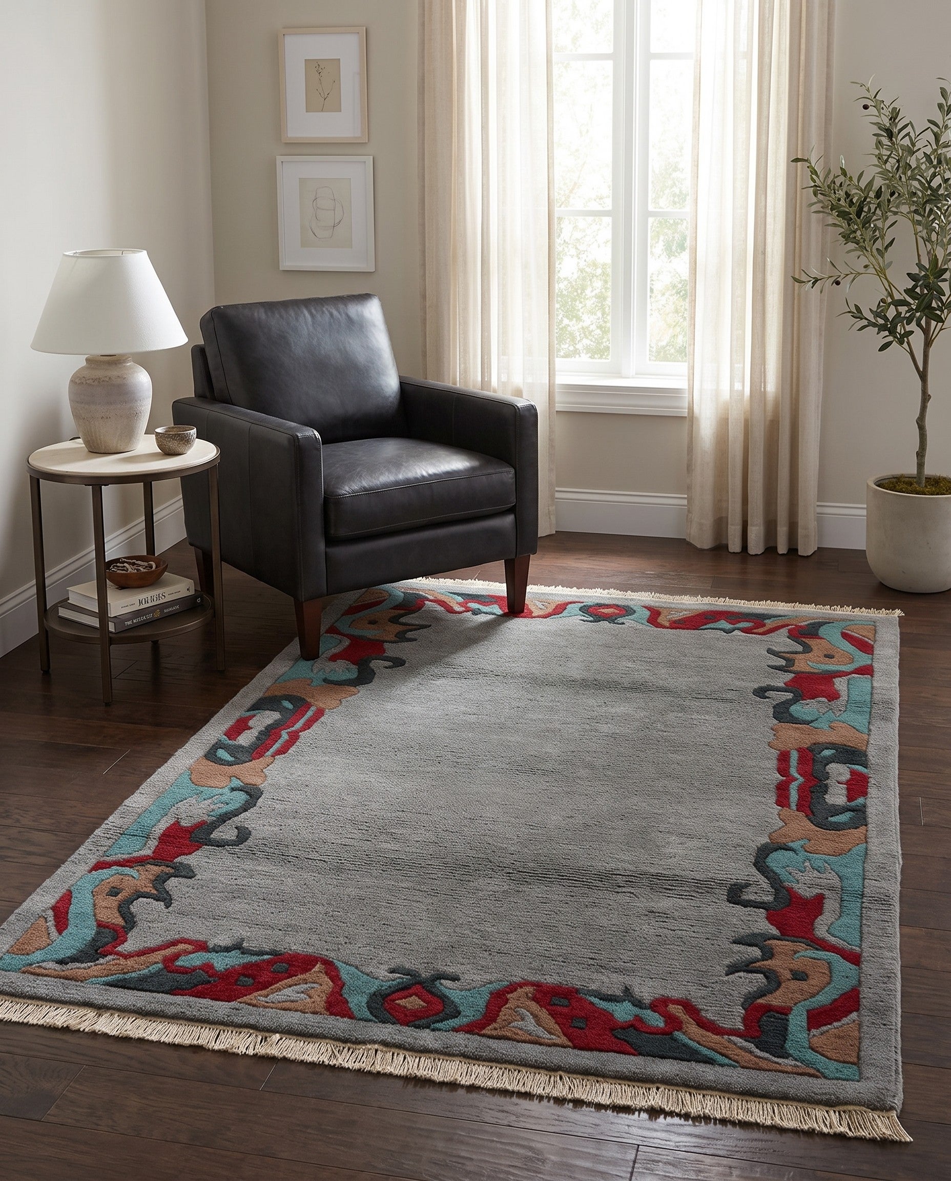 4' 3 x 6' 1 Hand Knotted Tibet Wool Rug