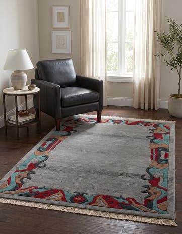 4' 3 x 6' 1 Hand Knotted Tibet Wool Rug