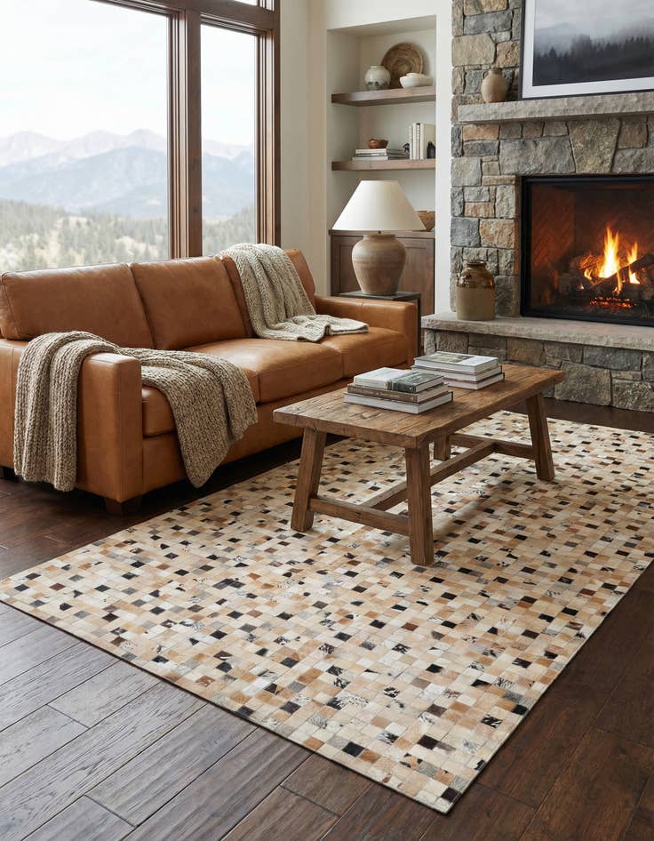 Detail image of  5' x 8' Cowhide Leather Rug