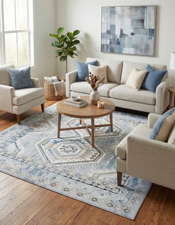 Aqua Blue Charlotte Square Rug