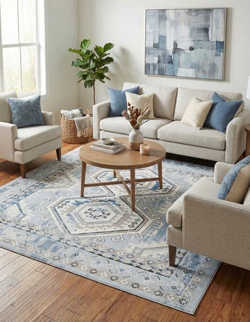 Aqua Blue Charlotte Square Rug