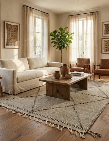 6' 6 x 10' Hand Knotted Moroccan Wool Rug