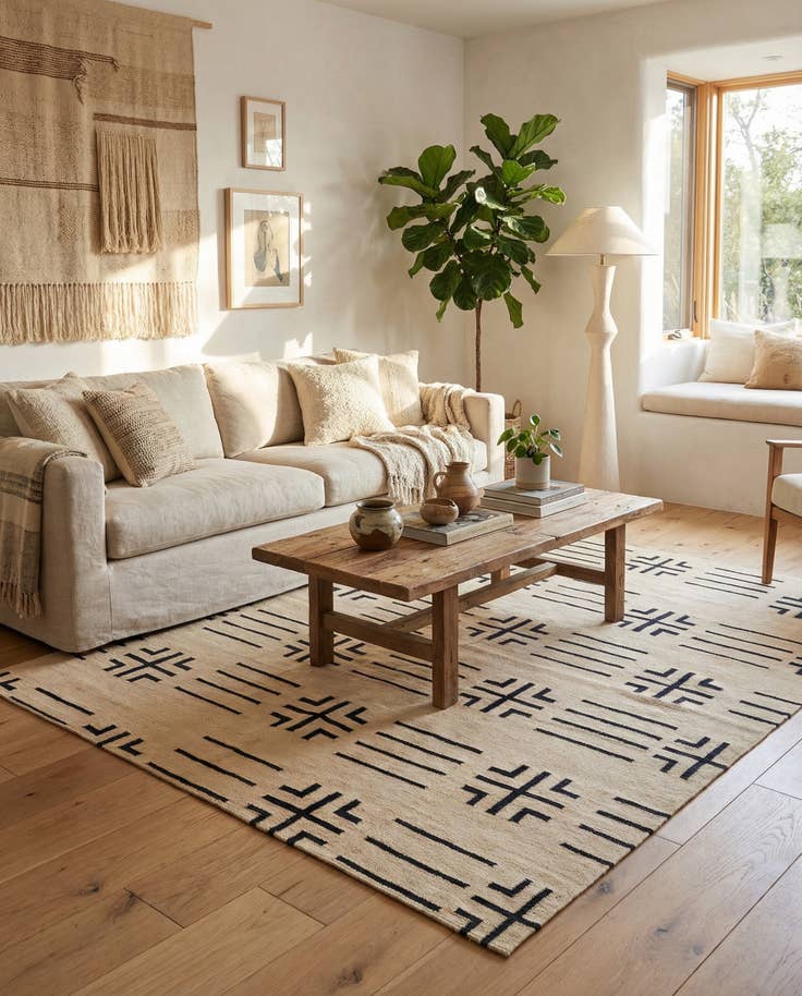 Detail image of 5' 5 x 6' 6 Hand Woven Kilim Modern Wool Rug