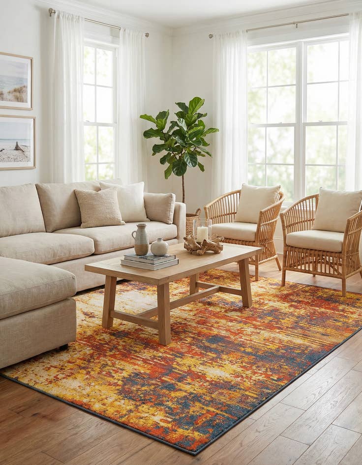 Detail image of 7' 10 x 10'  Washable Coastal Indoor / Outdoor Rug