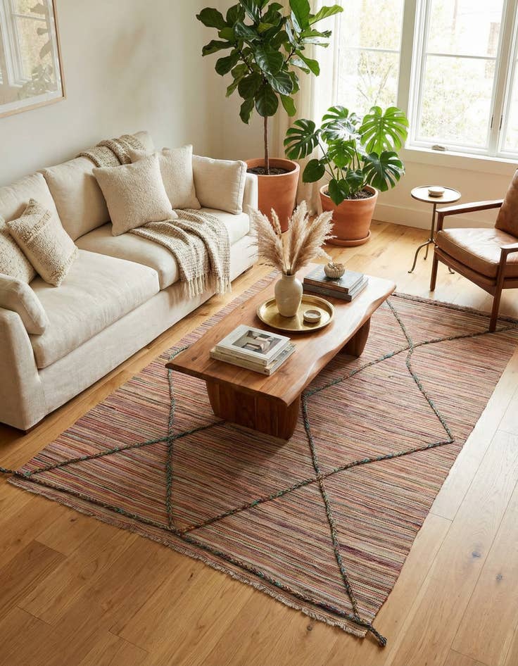 Detail image of  5' 4 x 7' 4  Hand Woven Kilim Modern Wool Rug