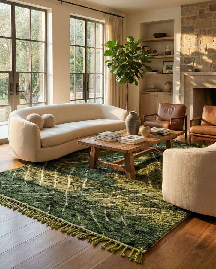 6' 9 x 10' 3 Hand Knotted Moroccan Wool Rug