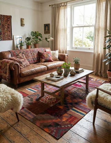 4' 1 x 6' Hand Woven Kilim Patchwork Wool Rug