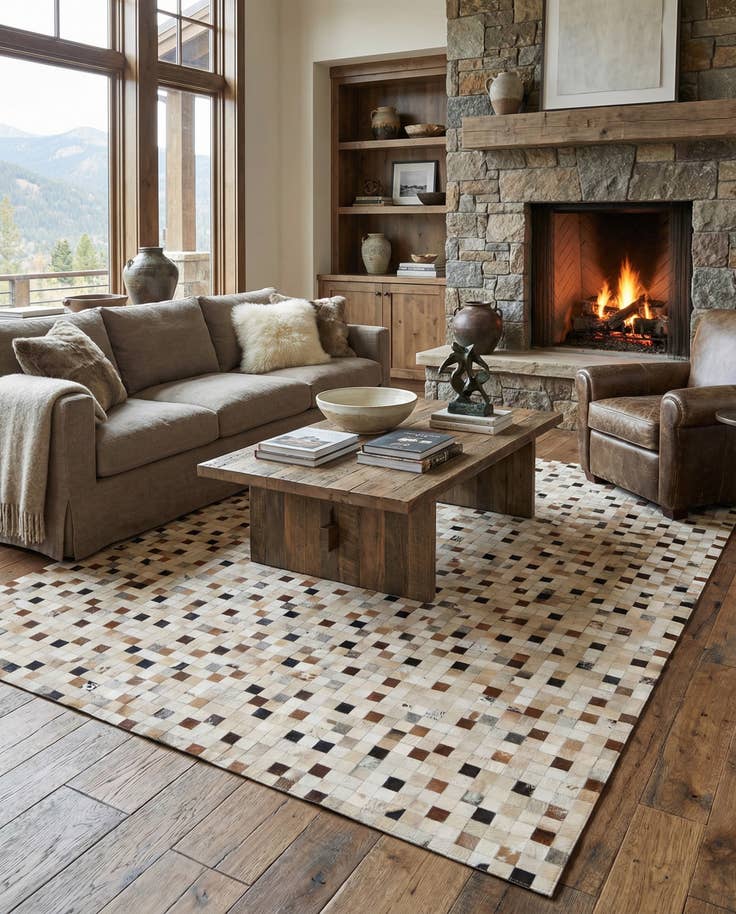 Detail image of 8' 1 x 9' 11 Cowhide - Patchwork Rug