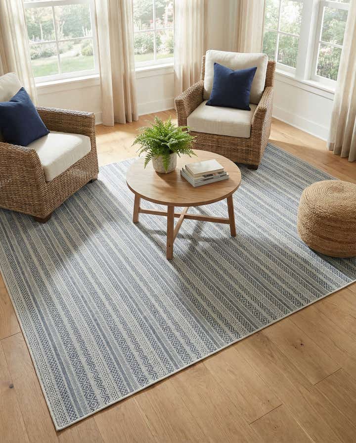 7' 10 x 11' Easy-Clean Ribbon Indoor / Outdoor Rug
