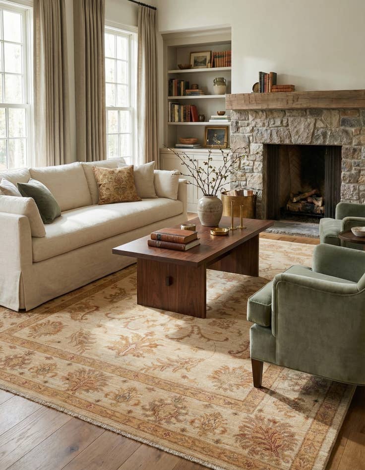 Detail image of 5' 9 x 8'  Hand Knotted Peshawar Ziegler Rug