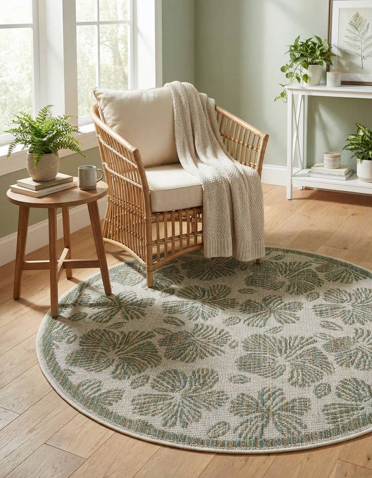 Detail image of  4' 1 x 4' 1  Washable Baja Indoor / Outdoor Round Rug