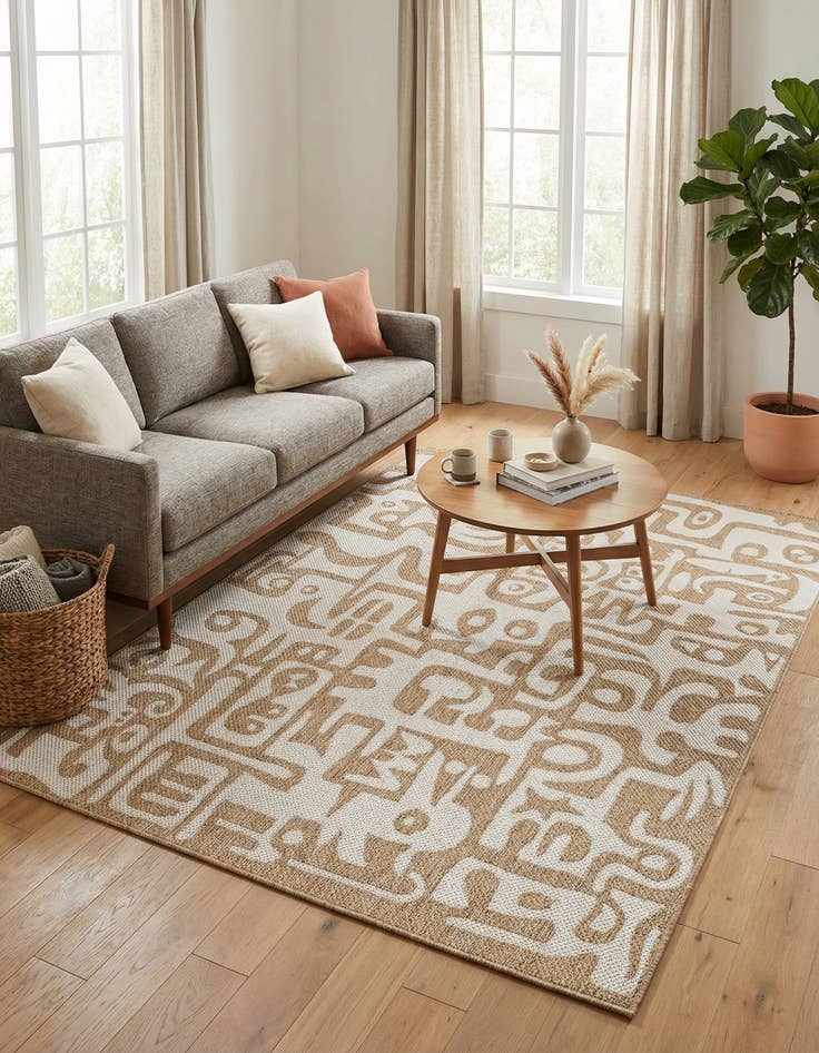 Detail image of 5' 3 x 8'  Washable Modern Indoor / Outdoor Rug