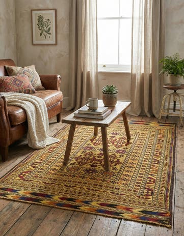 4' x 6' 3 Hand Woven Kilim Afghan Wool Rug