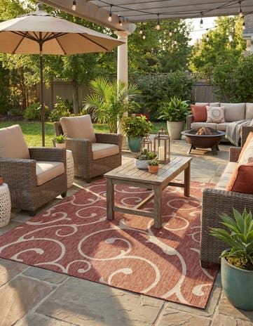 7' x 10' Easy-Clean Botanical Indoor / Outdoor Rug