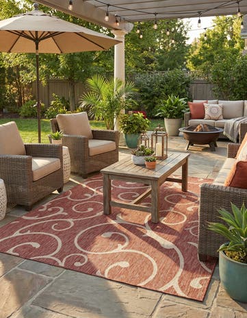 7' x 10' Easy-Clean Botanical Indoor / Outdoor Rug