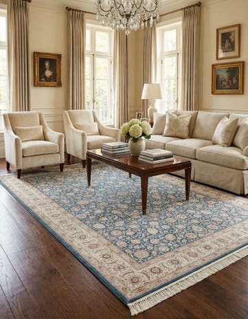 6' 7 x 9' 10 Qom Bamboo Silk Rug