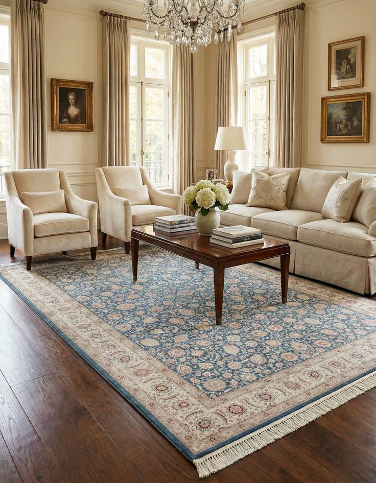 Detail image of 6' 7 x 9' 10 Qom Bamboo Silk Rug