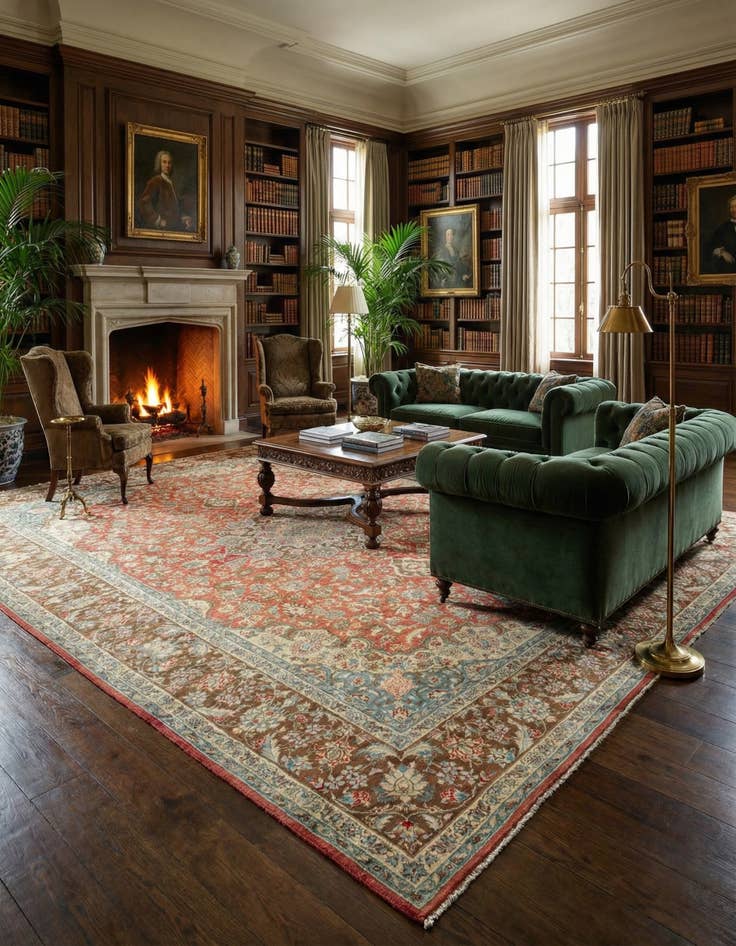 Detail image of  9' 9 x 13' 5  Hand Knotted Isfahan Persian Wool Rug