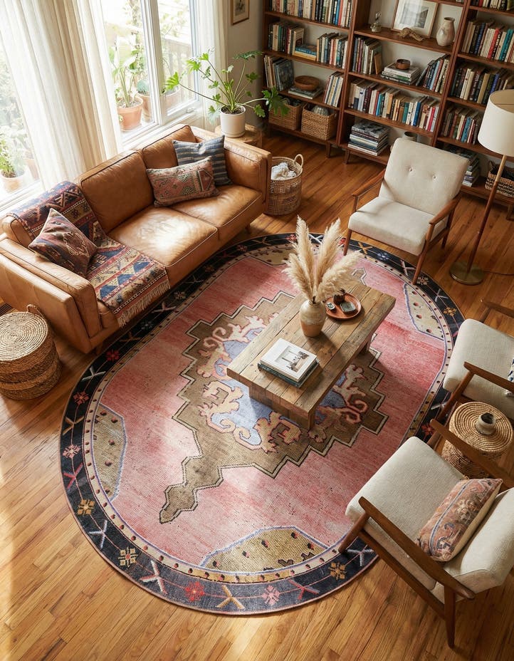 7' 6 x 10' 6 Washable Timeless Oval Rug