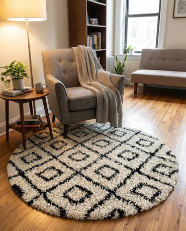  3' 3 x 3' 3 Lattice Shag Round Rug