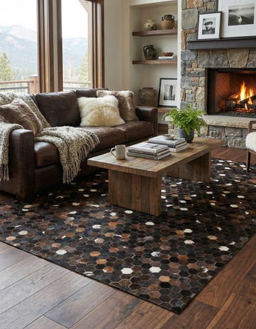 5' 1 x 8' Cowhide Leather Rug