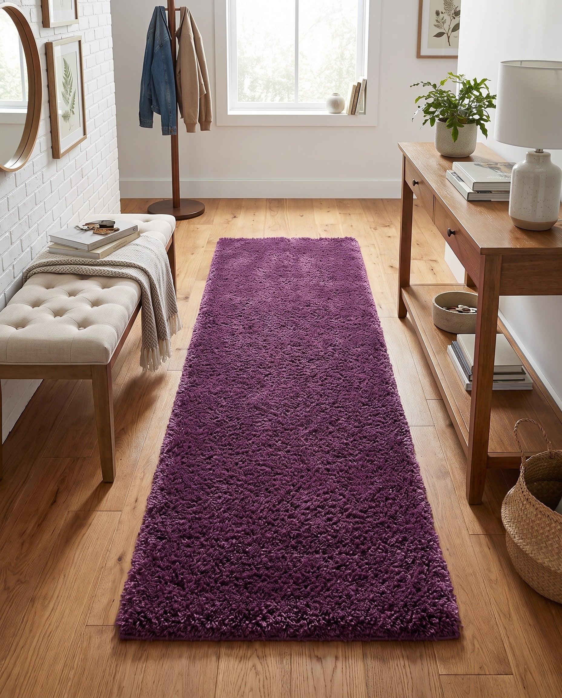 2' x 6' 5 Solid Shag Runner Rug