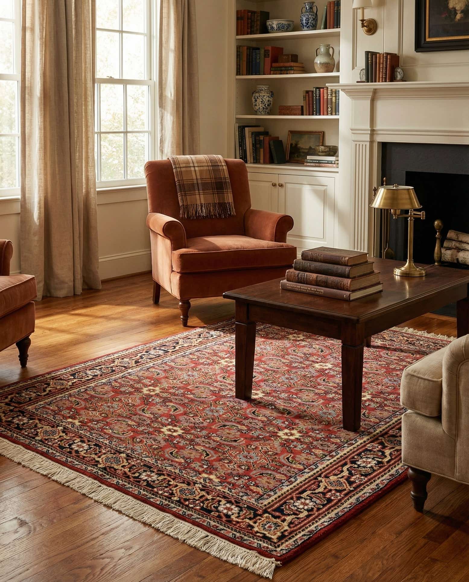 4' x 6' Hand Knotted Farahan Wool Rug