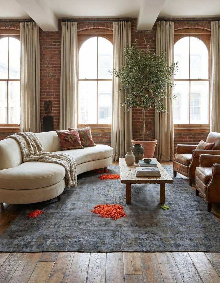 Detail image of 6' 8 x 10'  Hand Knotted Ultra Vintage Persian Wool Rug