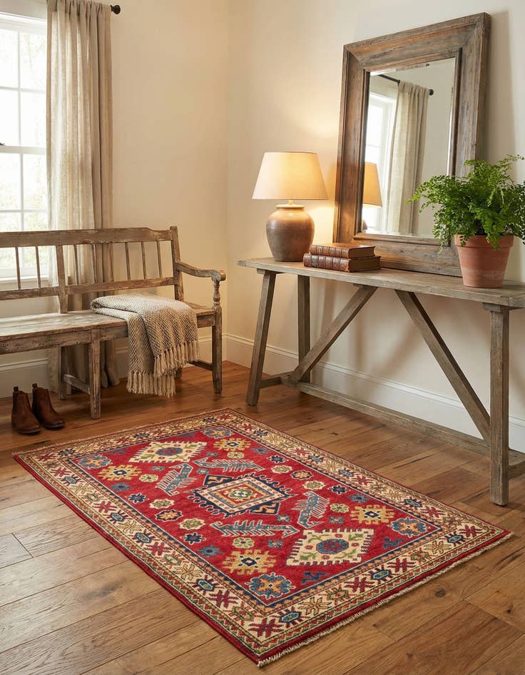 Detail image of 3' 3 x 5'  Hand Knotted Kazak Rug