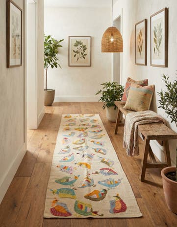 2' 9 x 9' 4 Hand Woven Kilim Suzani Wool Runner Rug
