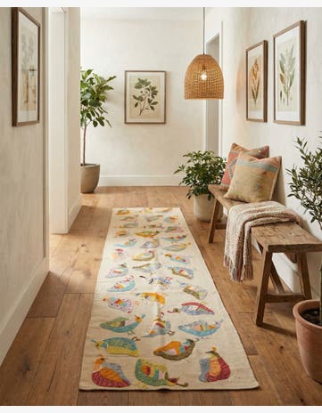 2' 9 x 9' 4 Hand Woven Kilim Suzani Wool Runner Rug