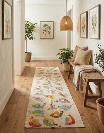 2' 9 x 9' 4 Hand Woven Kilim Suzani Wool Runner Rug