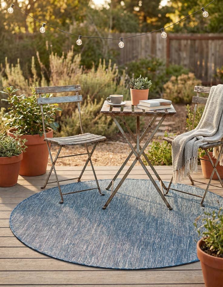 Detail image of  4' x 4'  Washable Solid Indoor / Outdoor Round Rug